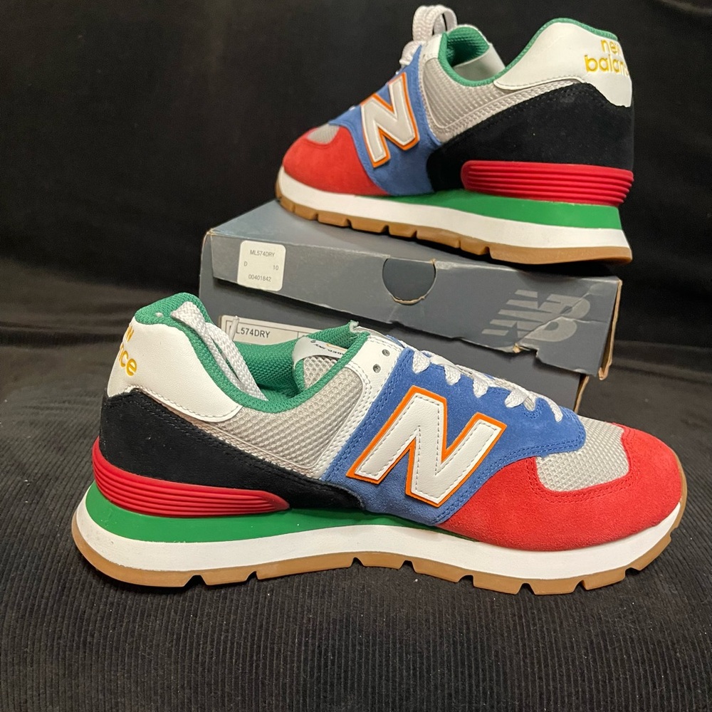New Balance Red, Blue, and Green Sneakers
